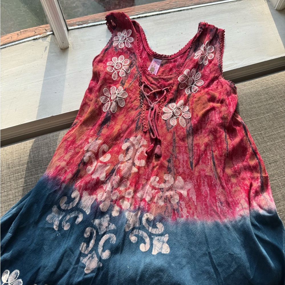 India Boutique Tie‎ Dye Blouse Free Size Floral Embroidery